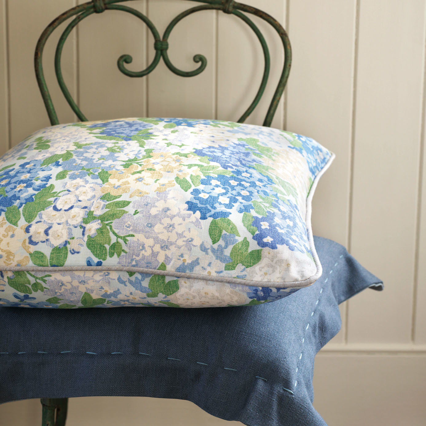 Cottage Garden Sky/Periwinkle Fabric by SAN
